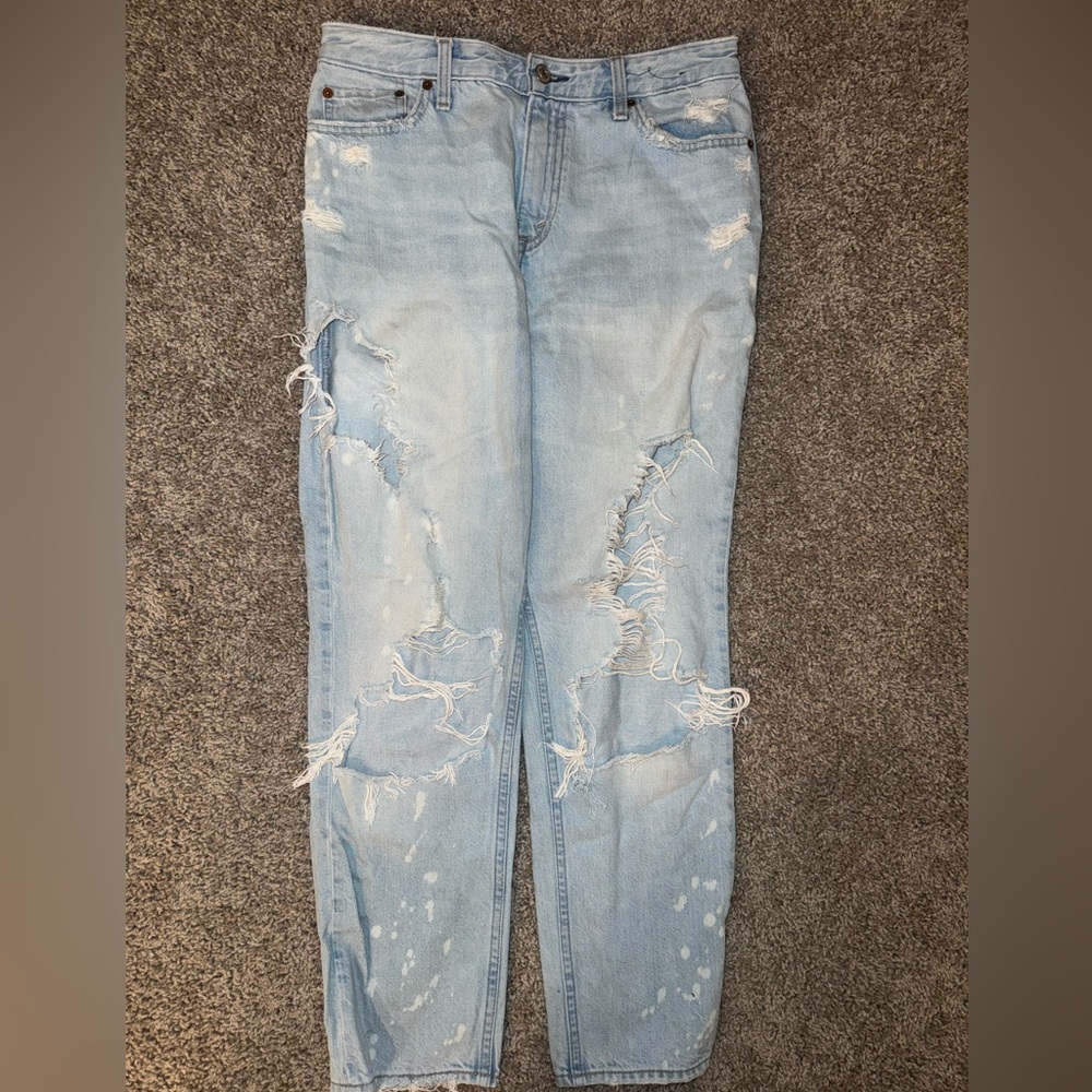 Abercrombie & Fitch Light Blue Ripped Boyfriend Jeans